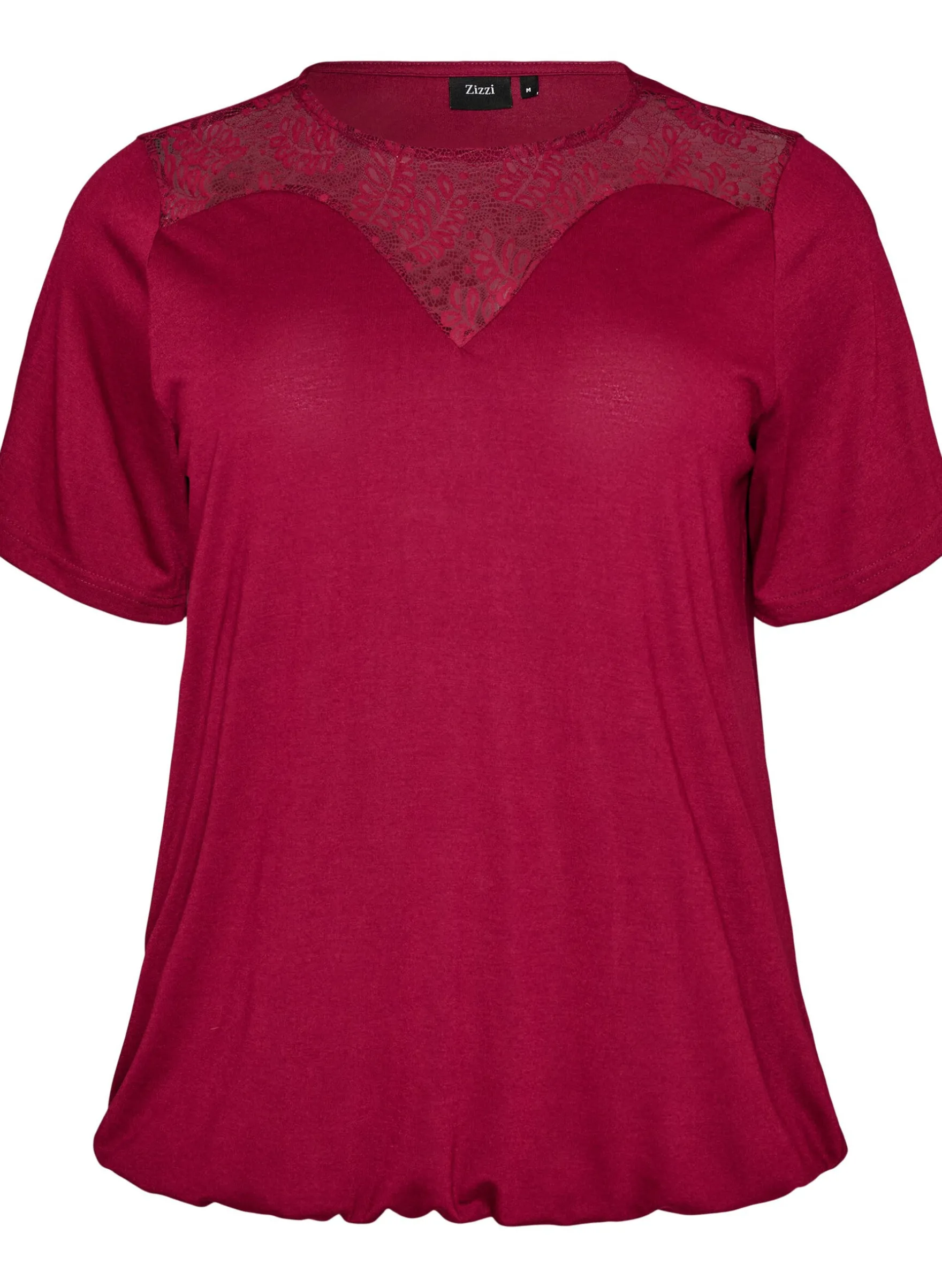Bluse mit Spitzeneinsatz und Ballonärmeln