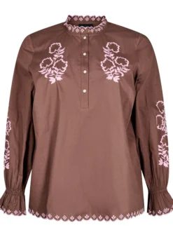 Bluse mit Stickerei und Rüschendetails