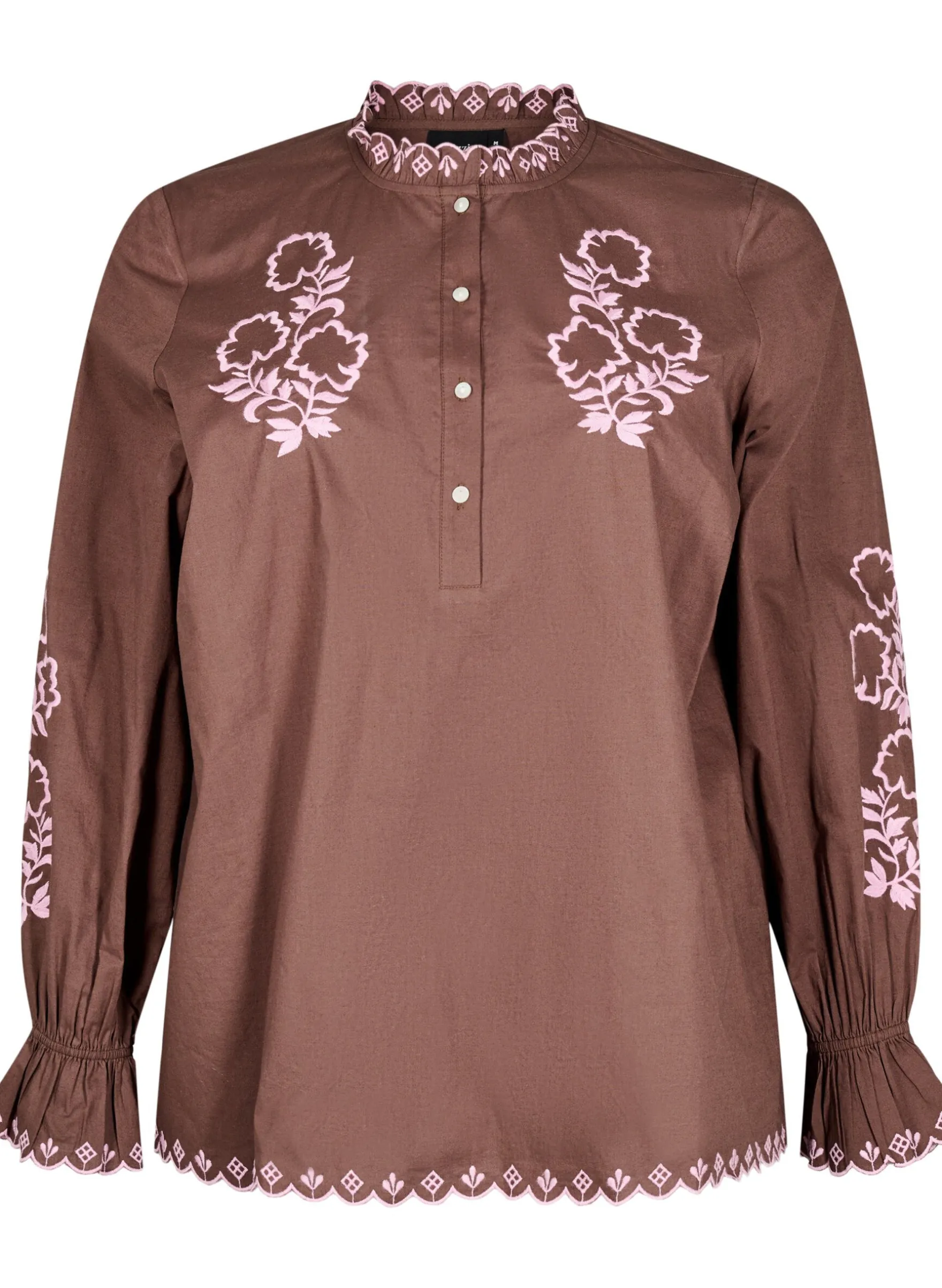 Bluse mit Stickerei und Rüschendetails