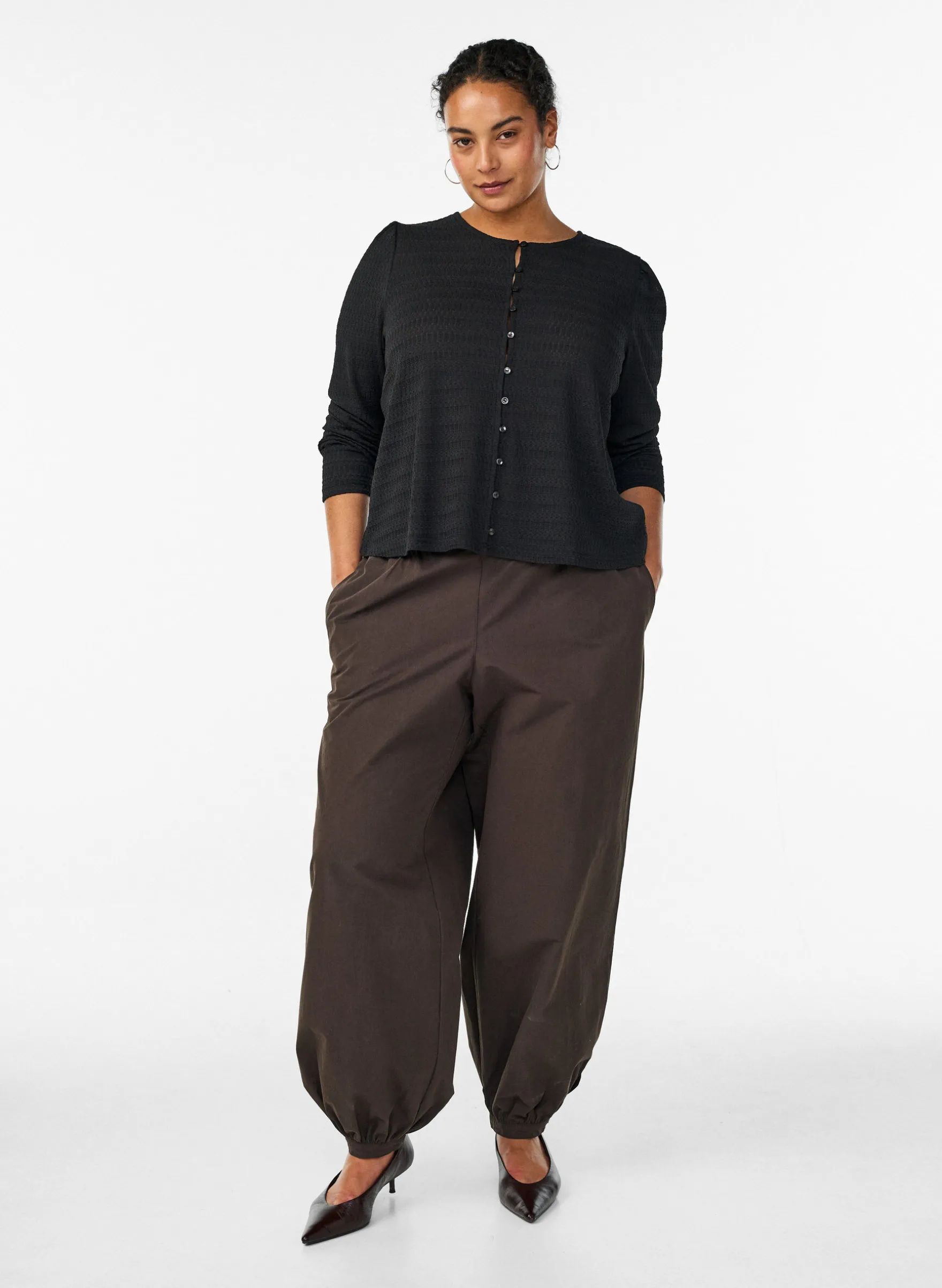 Bluse mit Strukturmuster und Knopfverschluss