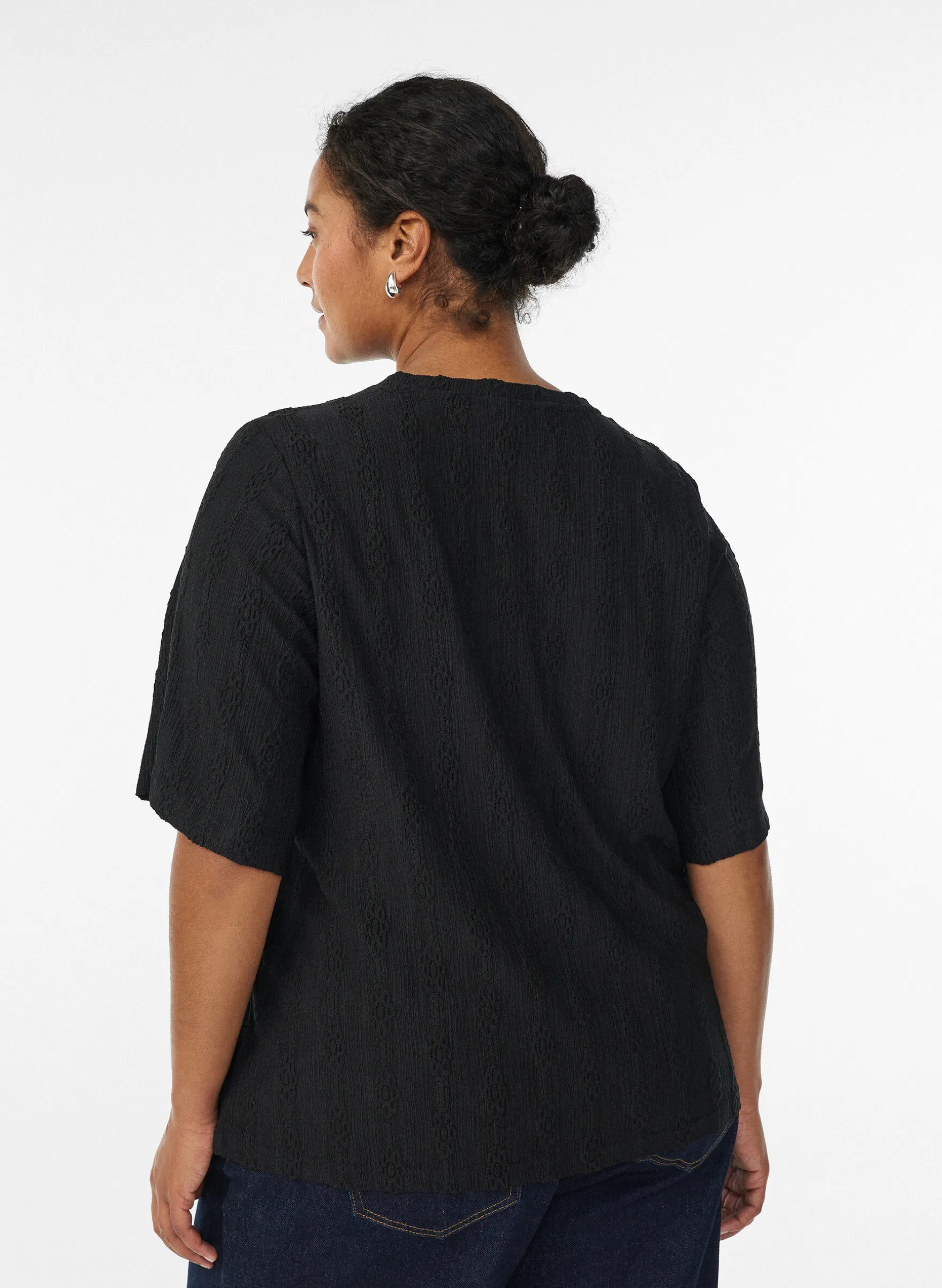 Bluse mit Strukturmuster und kurzen Ärmeln