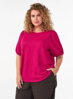 Bluse mit Struktur und kurzen Ärmeln