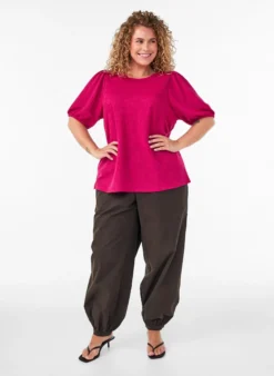 Bluse mit Struktur und kurzen Ärmeln