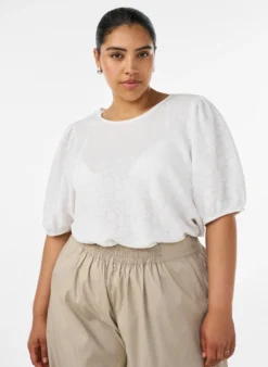 Bluse mit Struktur und kurzen Ärmeln