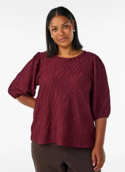 Bluse mit Struktur und 3/4-Ärmeln