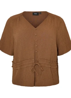 Bluse mit Struktur und Taillenbindung