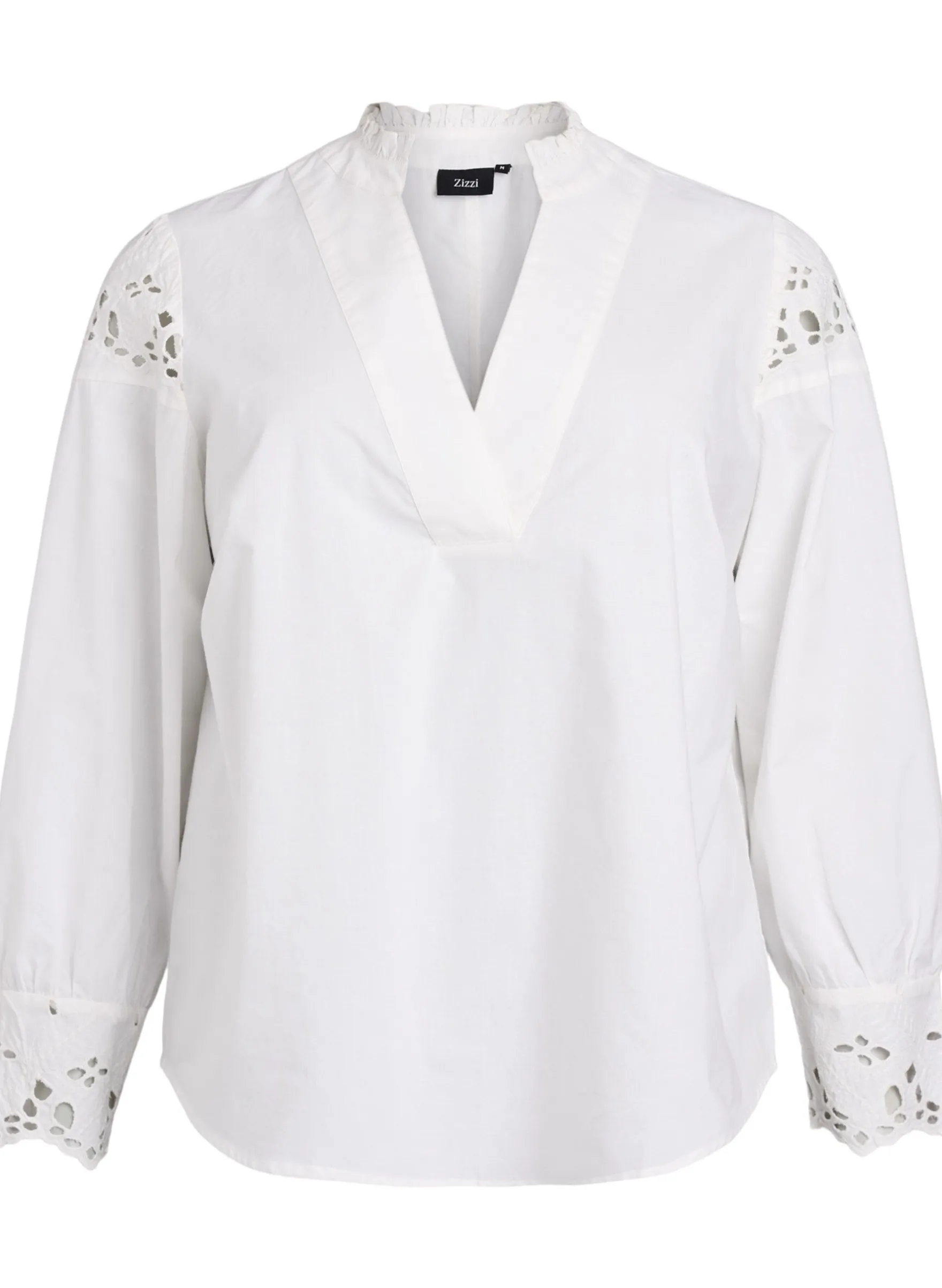 Bluse mit V-Ausschnitt und Broderie-Anglaise-Details