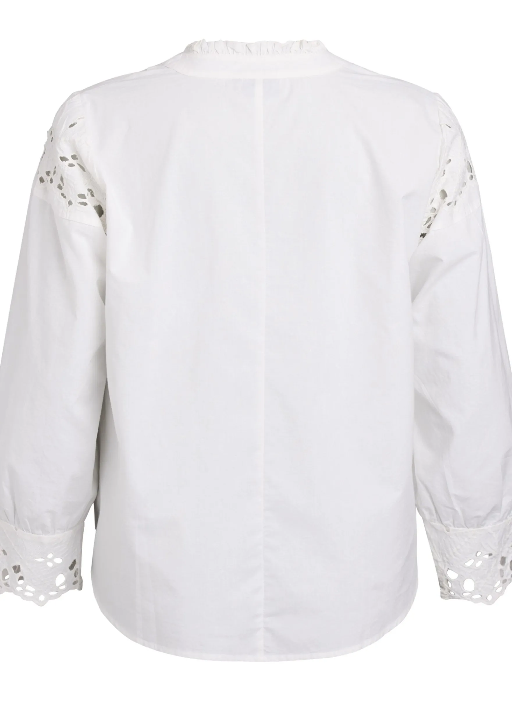 Bluse mit V-Ausschnitt und Broderie-Anglaise-Details