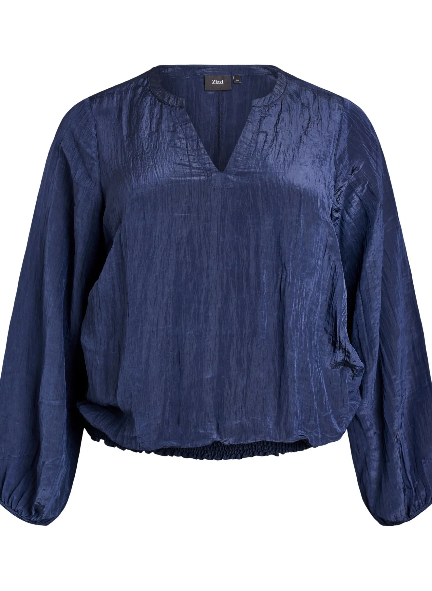 Bluse mit V-Ausschnitt und Crinkle-Struktur