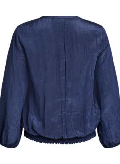Bluse mit V-Ausschnitt und Crinkle-Struktur