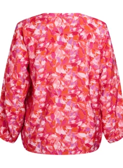Bluse mit V-Ausschnitt und grafischem Blattmuster