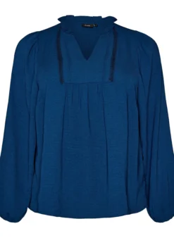 Bluse mit V-Ausschnitt und Häkelband