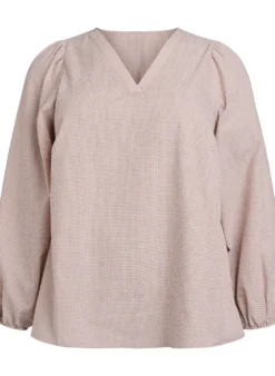 Bluse mit V-Ausschnitt und kleinen Karos