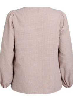 Bluse mit V-Ausschnitt und kleinen Karos
