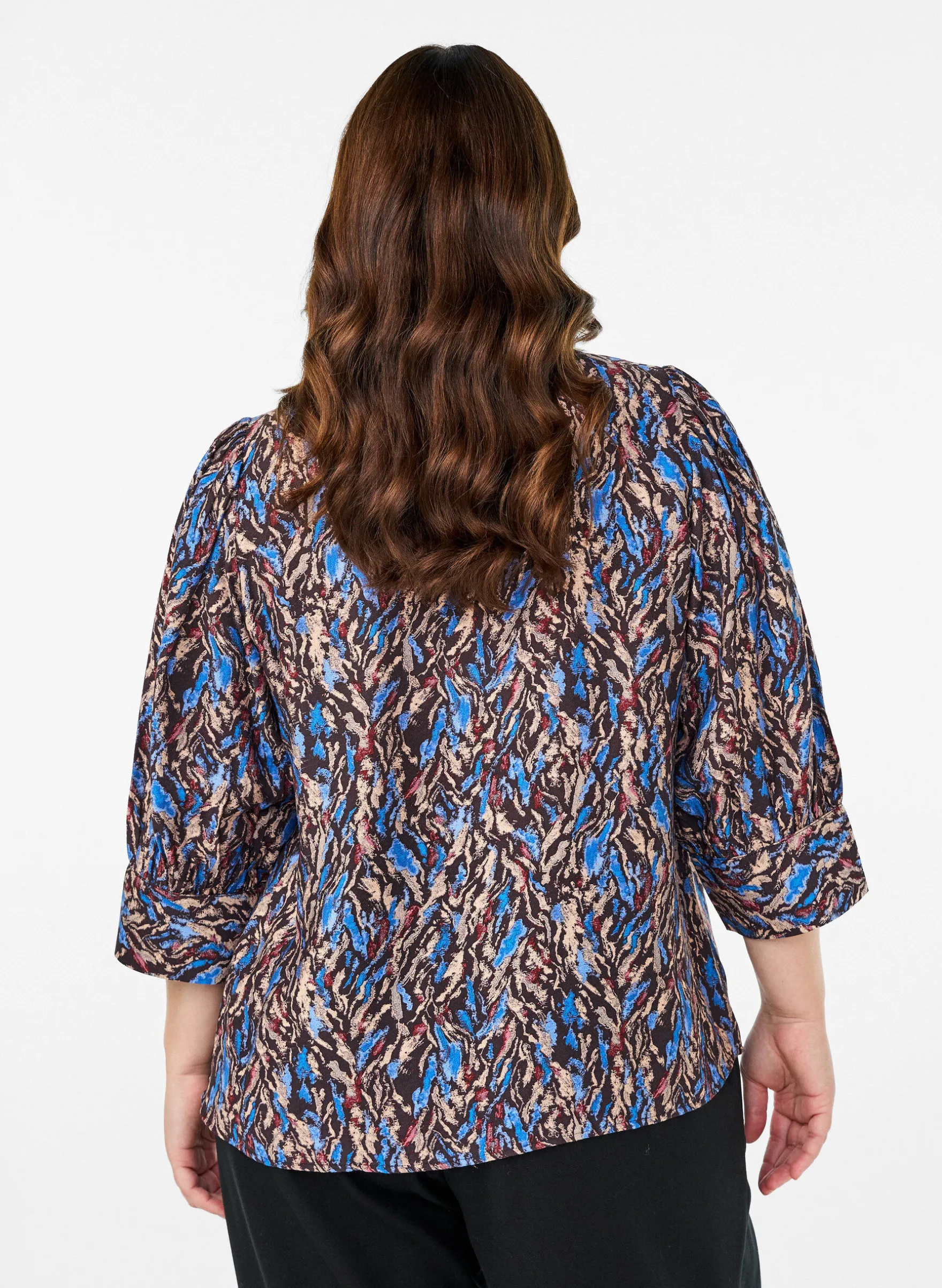 Bluse mit V-Ausschnitt und 3/4-Ärmeln