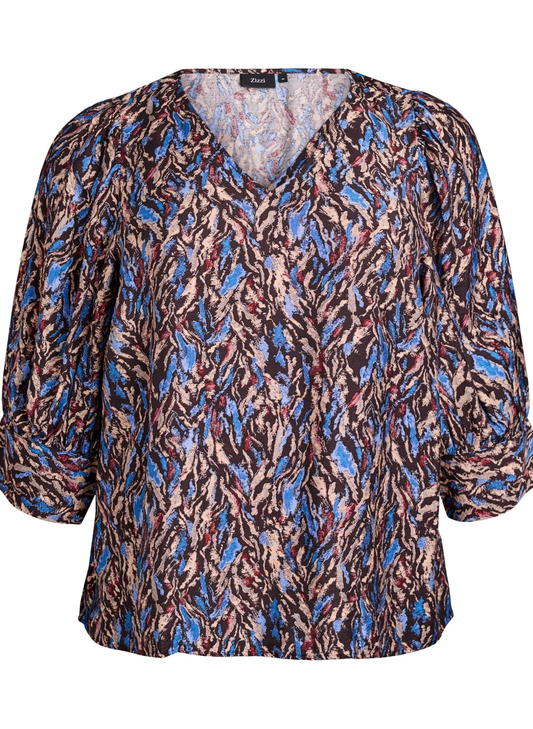 Bluse mit V-Ausschnitt und 3/4-Ärmeln