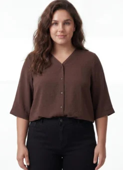 Bluse mit V-Ausschnitt und 3/4-Ärmeln