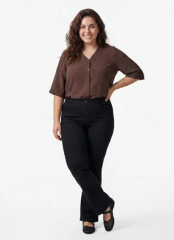 Bluse mit V-Ausschnitt und 3/4-Ärmeln