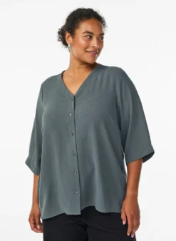 Bluse mit V-Ausschnitt und 3/4-Ärmeln