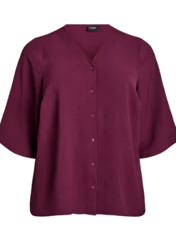 Bluse mit V-Ausschnitt und 3/4-Ärmeln