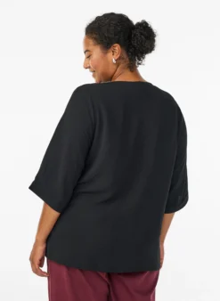 Bluse mit V-Ausschnitt und 3/4-Ärmeln