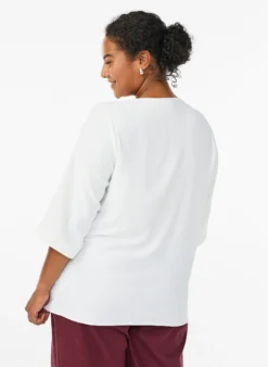 Bluse mit V-Ausschnitt und 3/4-Ärmeln