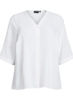 Bluse mit V-Ausschnitt und 3/4-Ärmeln