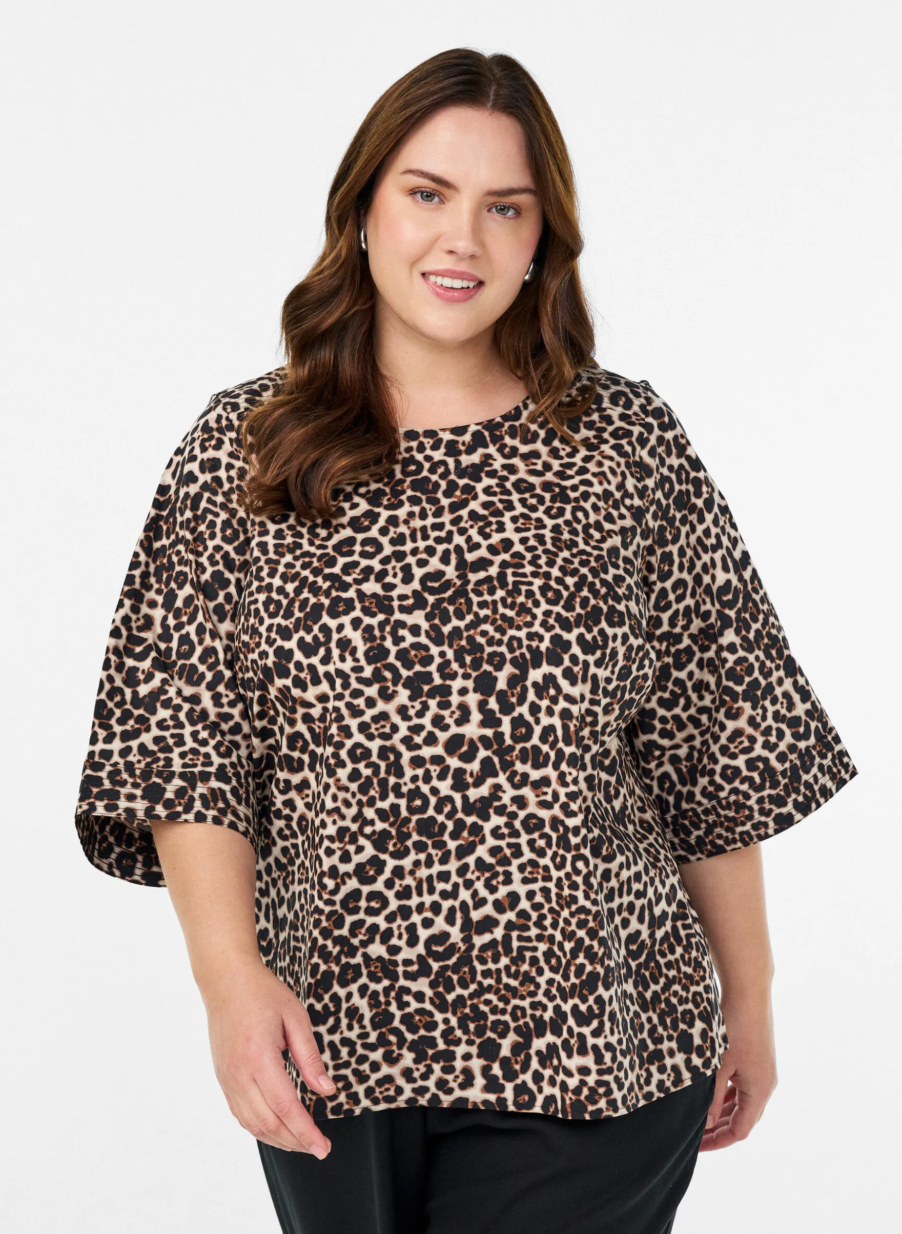 Bluse mit Ziernähten und 3/4-Ärmeln
