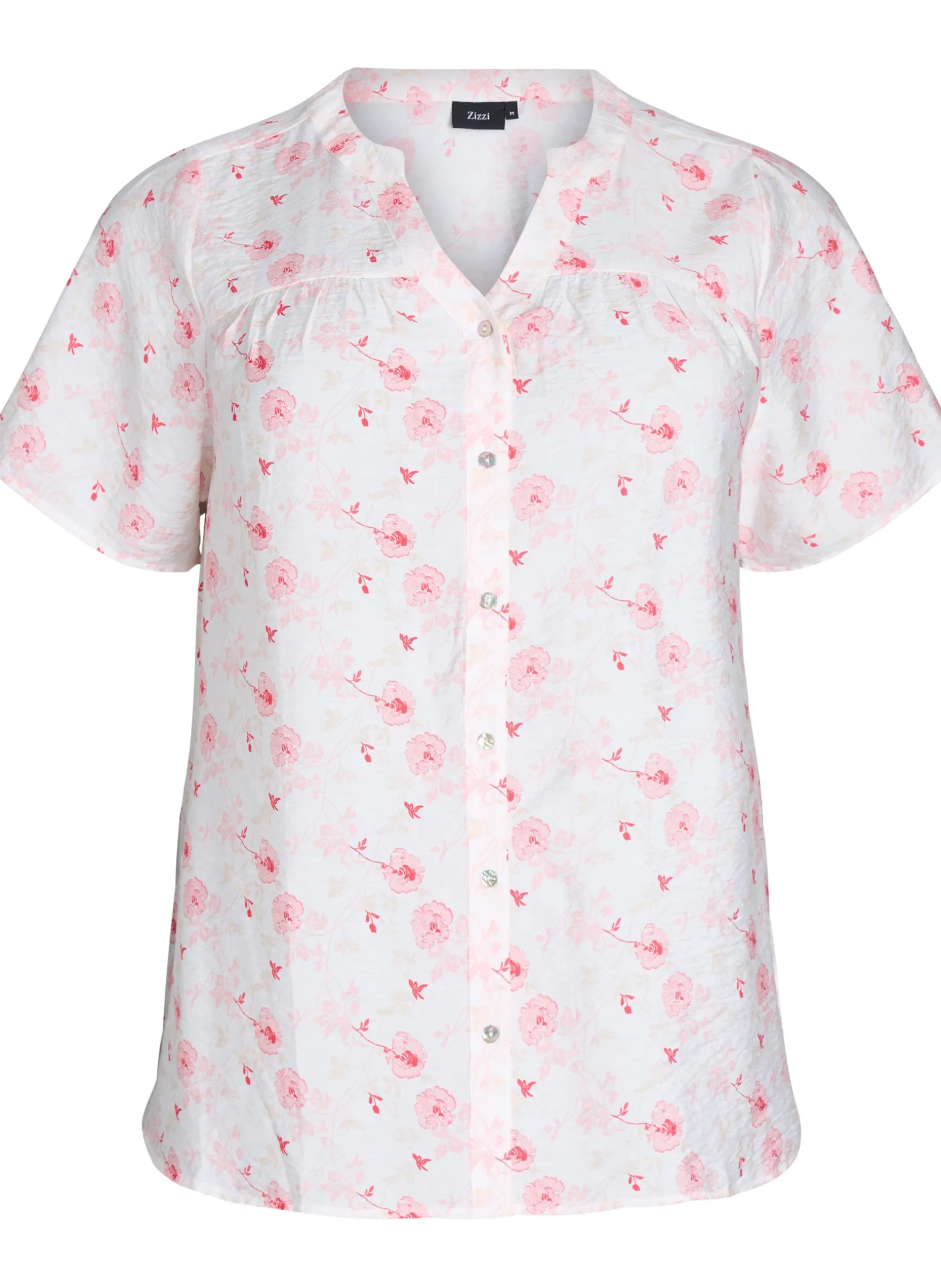 Blusenshirt mit kurzen Ärmeln und Blumenmotiv
