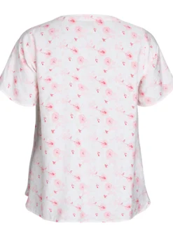 Blusenshirt mit kurzen Ärmeln und Blumenmotiv