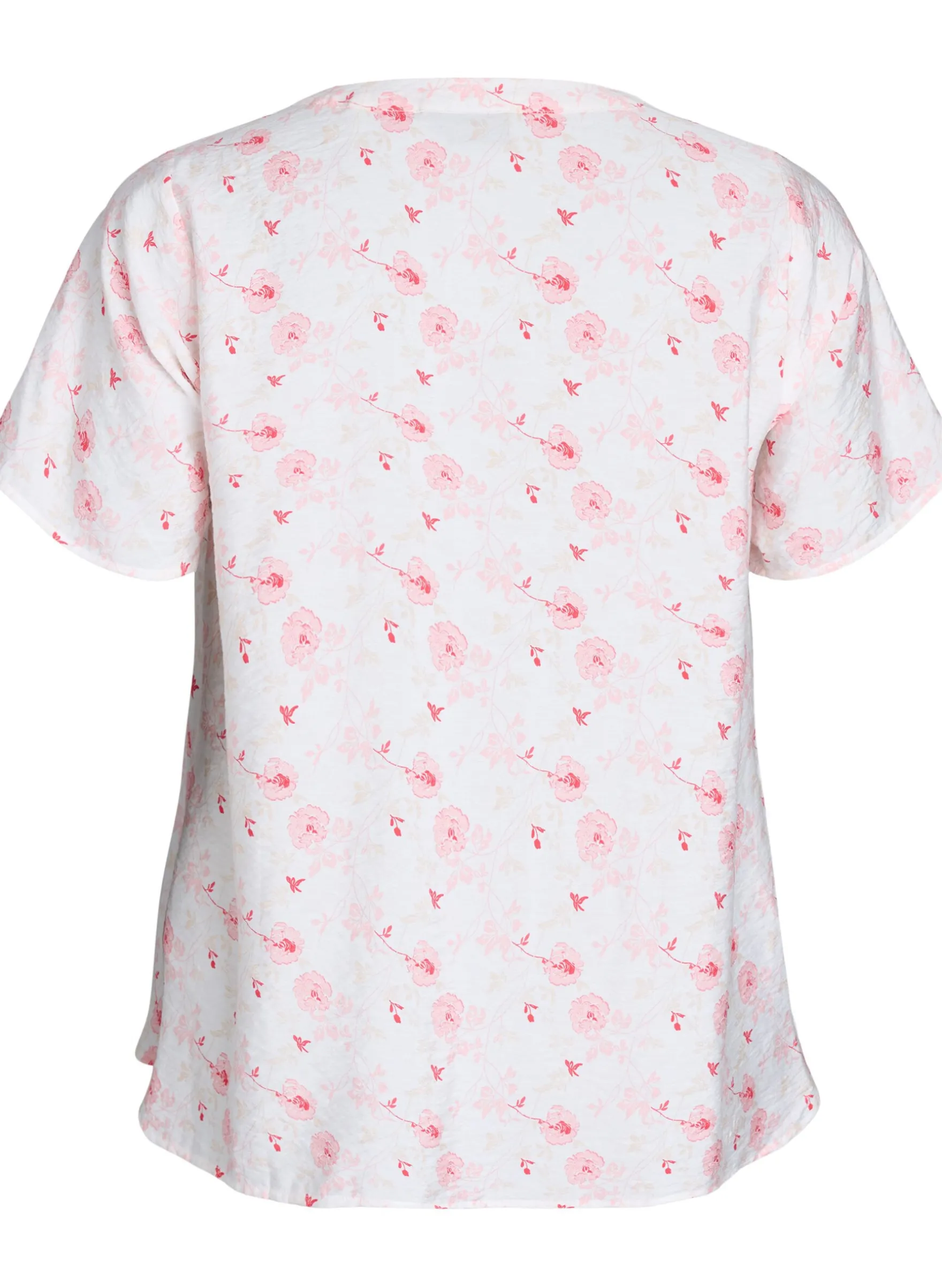 Blusenshirt mit kurzen Ärmeln und Blumenmotiv