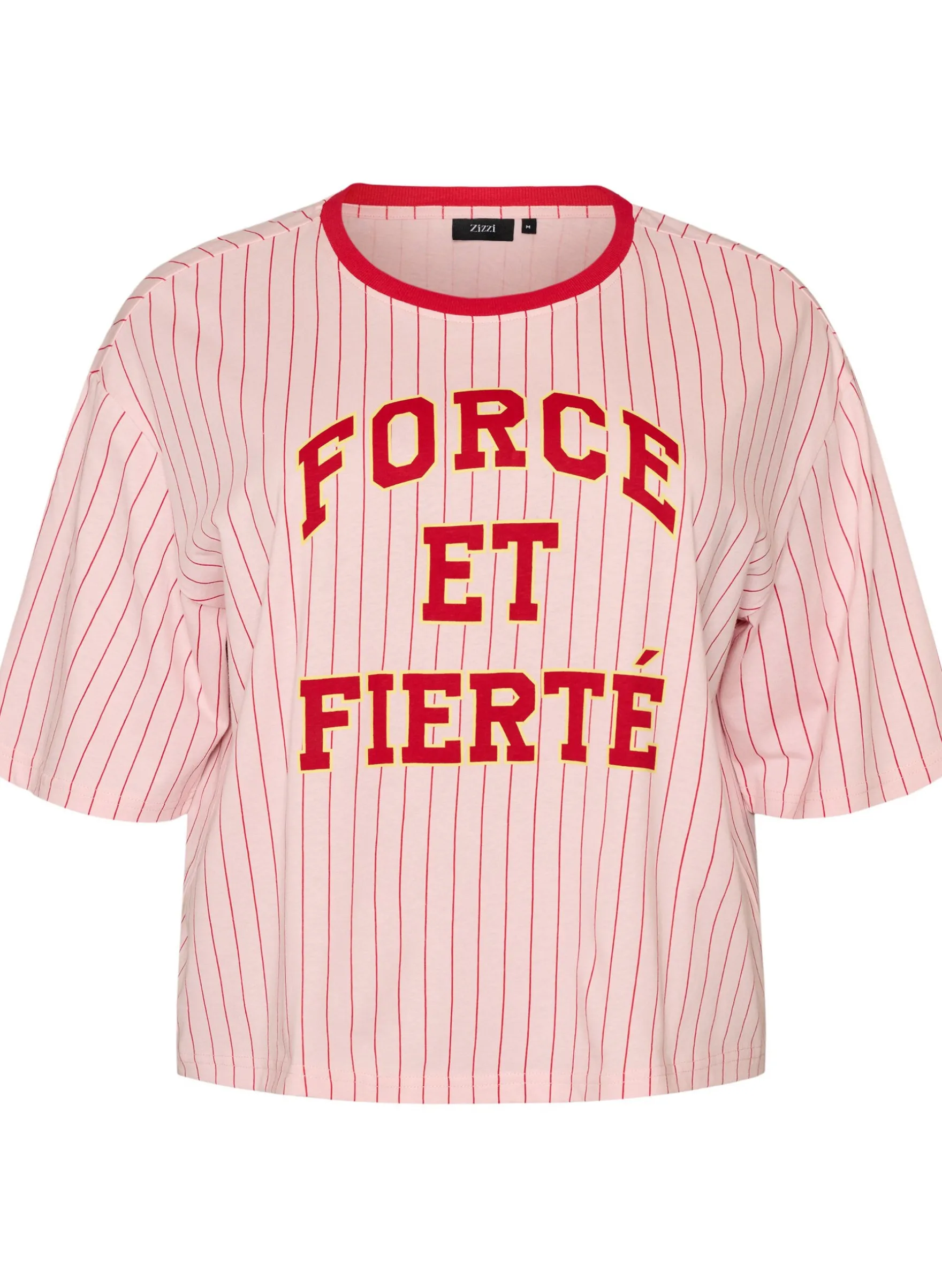 Boxy T-Shirt mit Streifen und Statement-Print