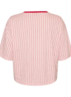 Boxy T-Shirt mit Streifen und Statement-Print