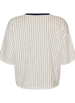Boxy T-Shirt mit Streifen und Statement-Print