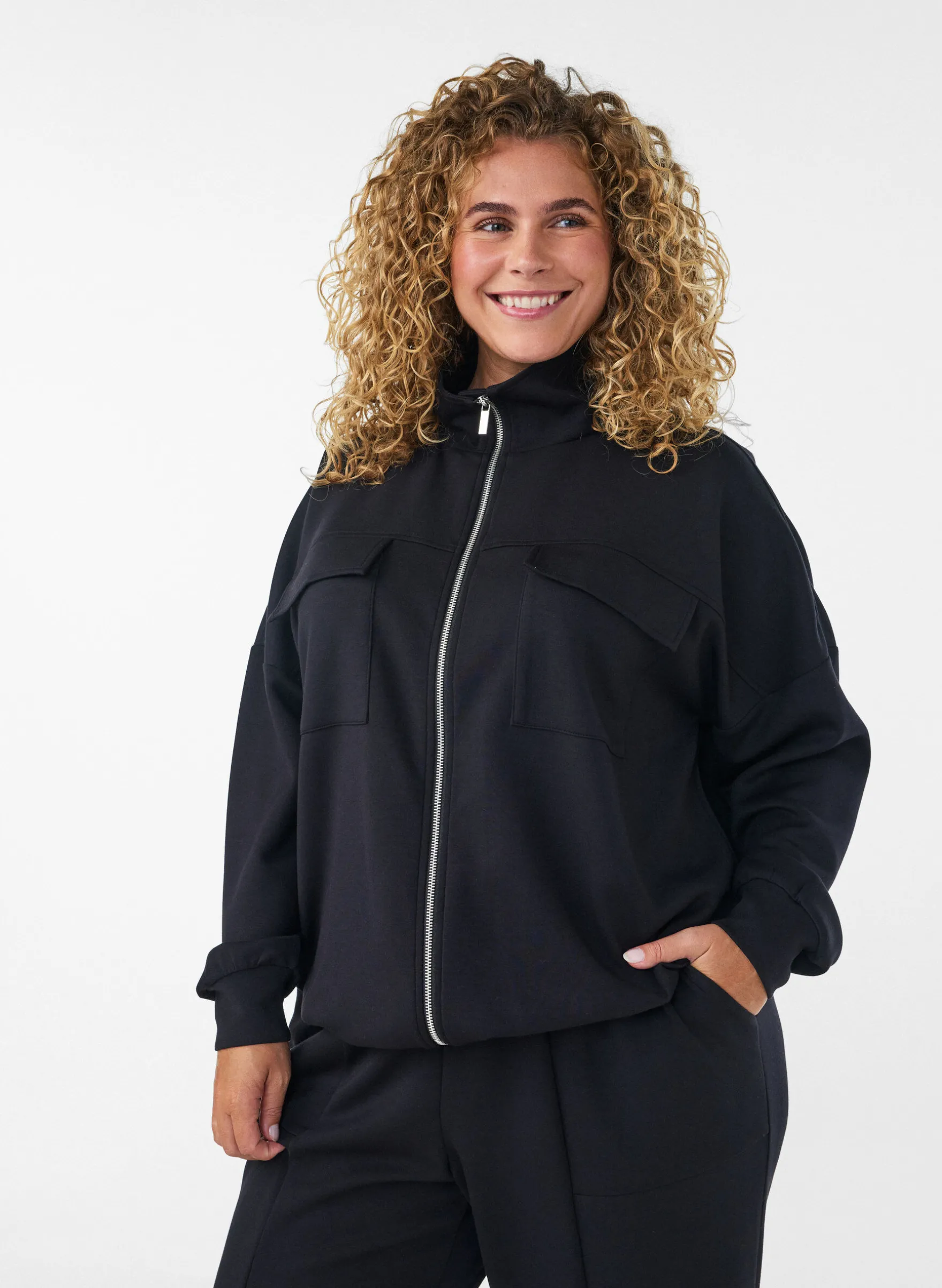 Cardigan aus Jersey mit Reißverschluss und hohem Kragen