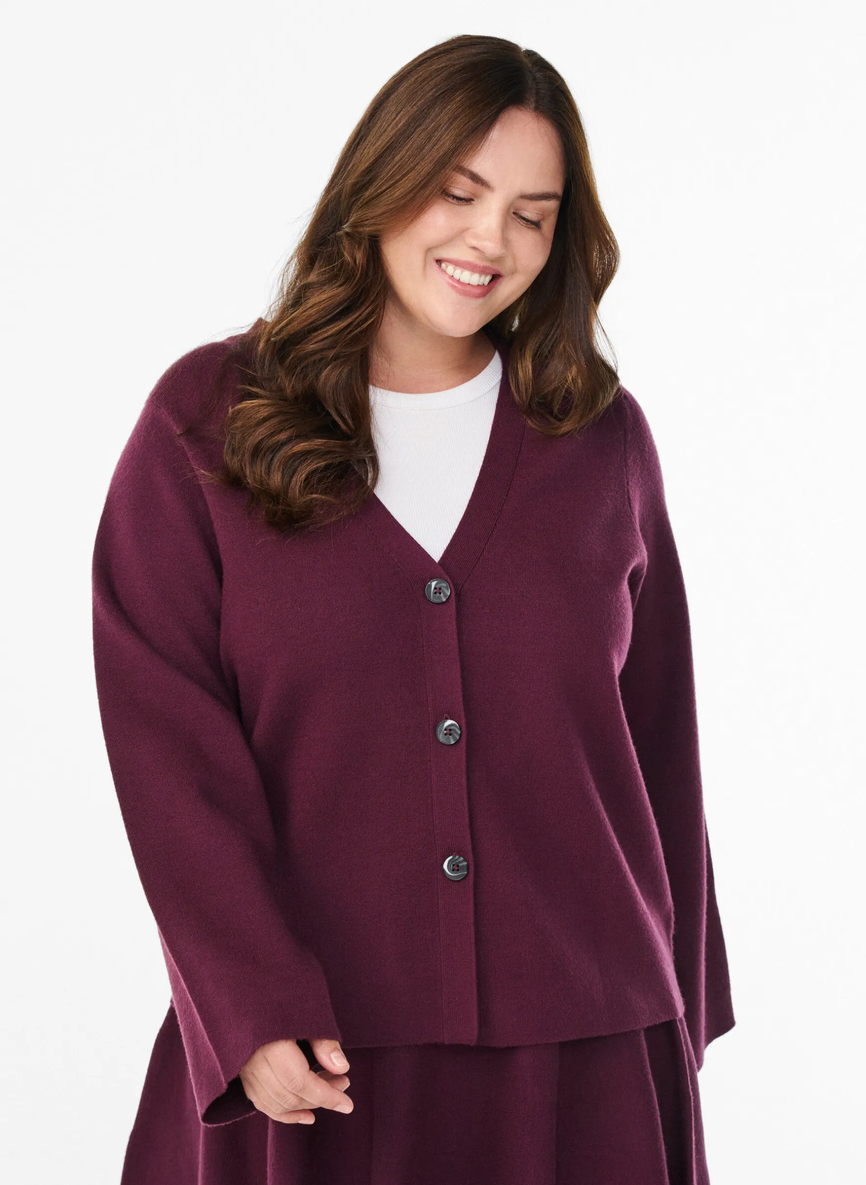 Cardigan mit V-Ausschnitt und weiten Ärmeln