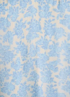 Chiffonbluse mit Blumenprint und Häkelborte