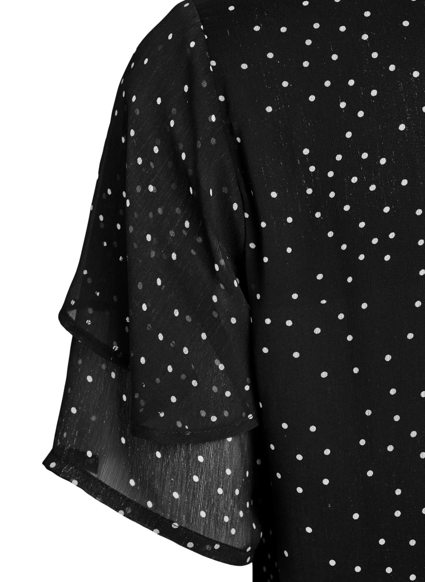 Chiffonbluse mit Polka Dots und Volantärmeln