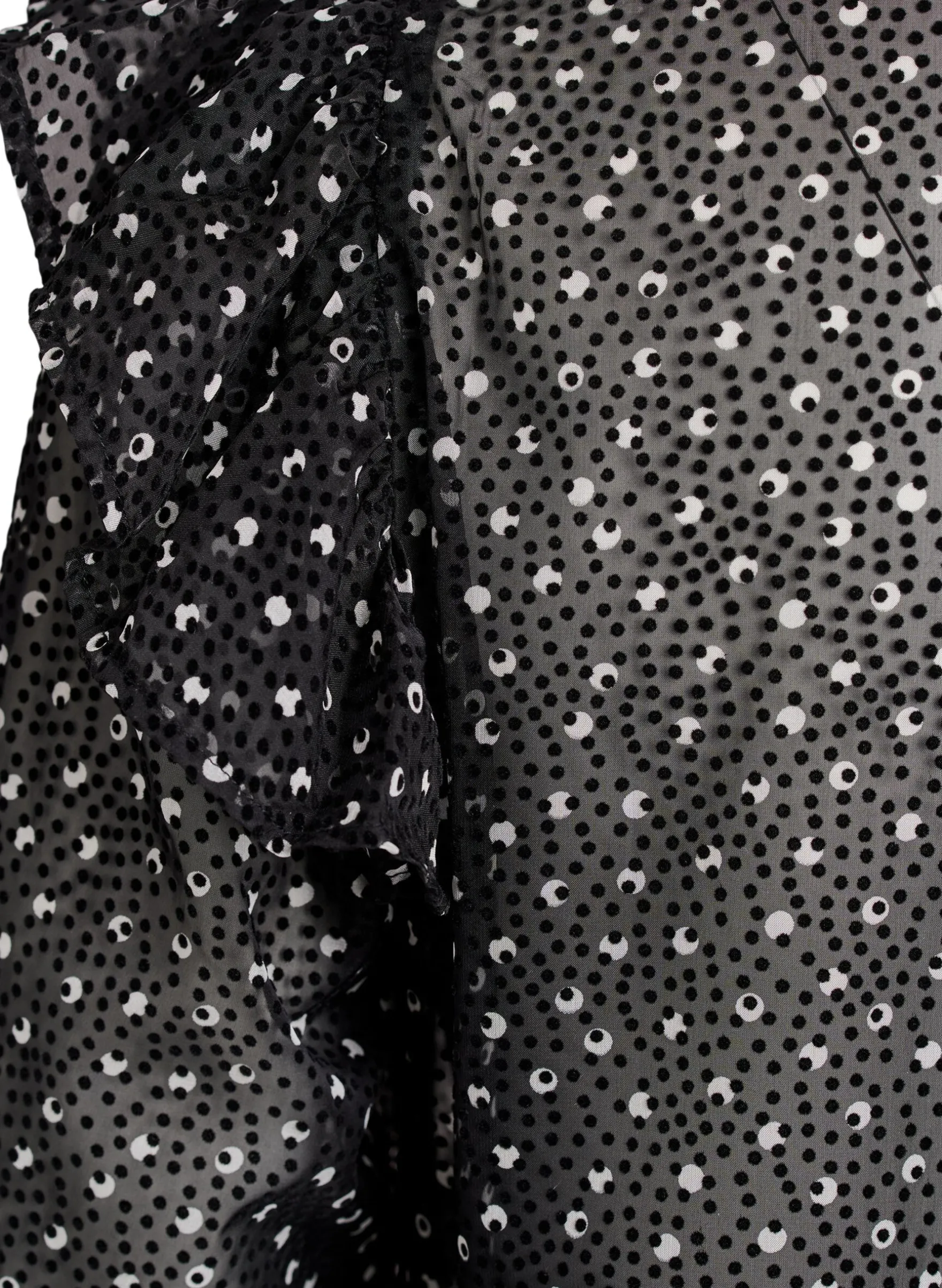 Chiffonbluse mit Rüschendetails und kleinen Punkten