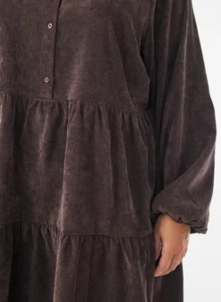 Cordkleid in A-Linie mit Stehkragen