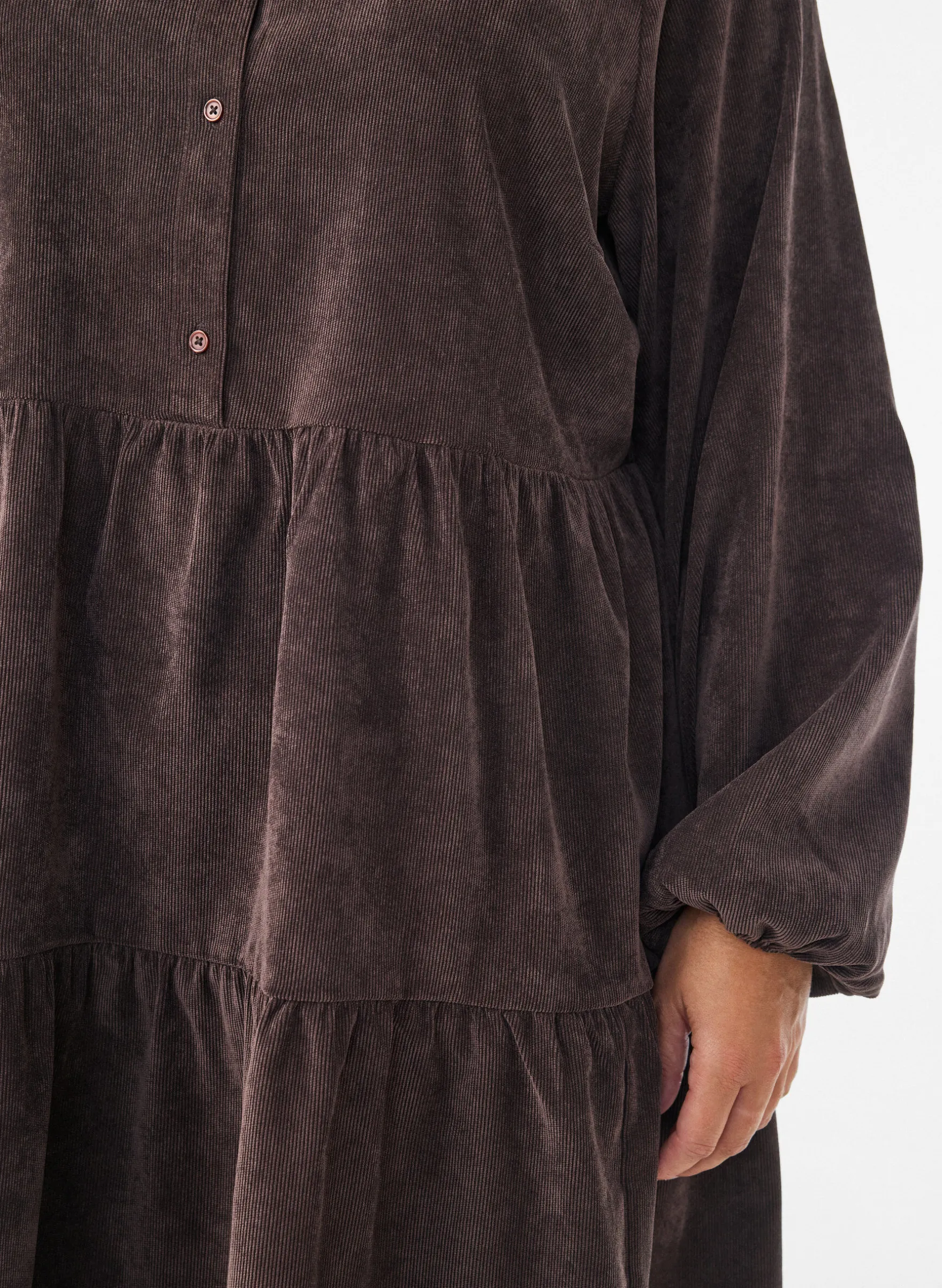 Cordkleid in A-Linie mit Stehkragen