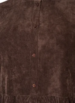 Cordkleid in A-Linie mit Stehkragen