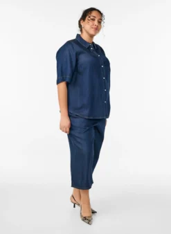 Culotte aus Lyocell mit weitem Bein in Jeans-Optik