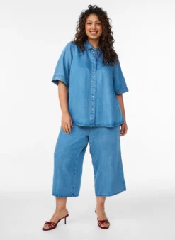 Culotte aus Lyocell mit weitem Bein in Jeans-Optik