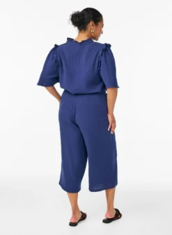 Culotte-Hose aus Baumwollmusselin mit hohem Bund