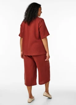 Culotte-Hose aus Baumwollmusselin mit hohem Bund.
