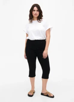 Denim-Caprihosen mit elastischem Bund