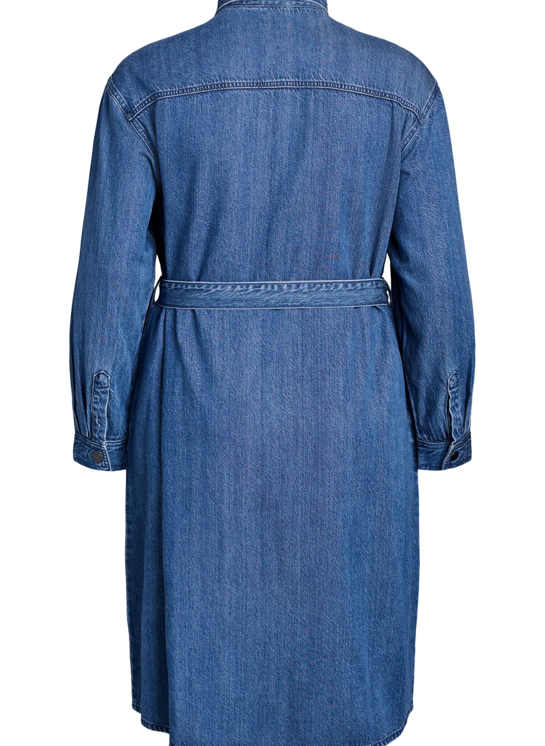 Denim-Hemdkleid mit Bindegürtel und Seitentaschen