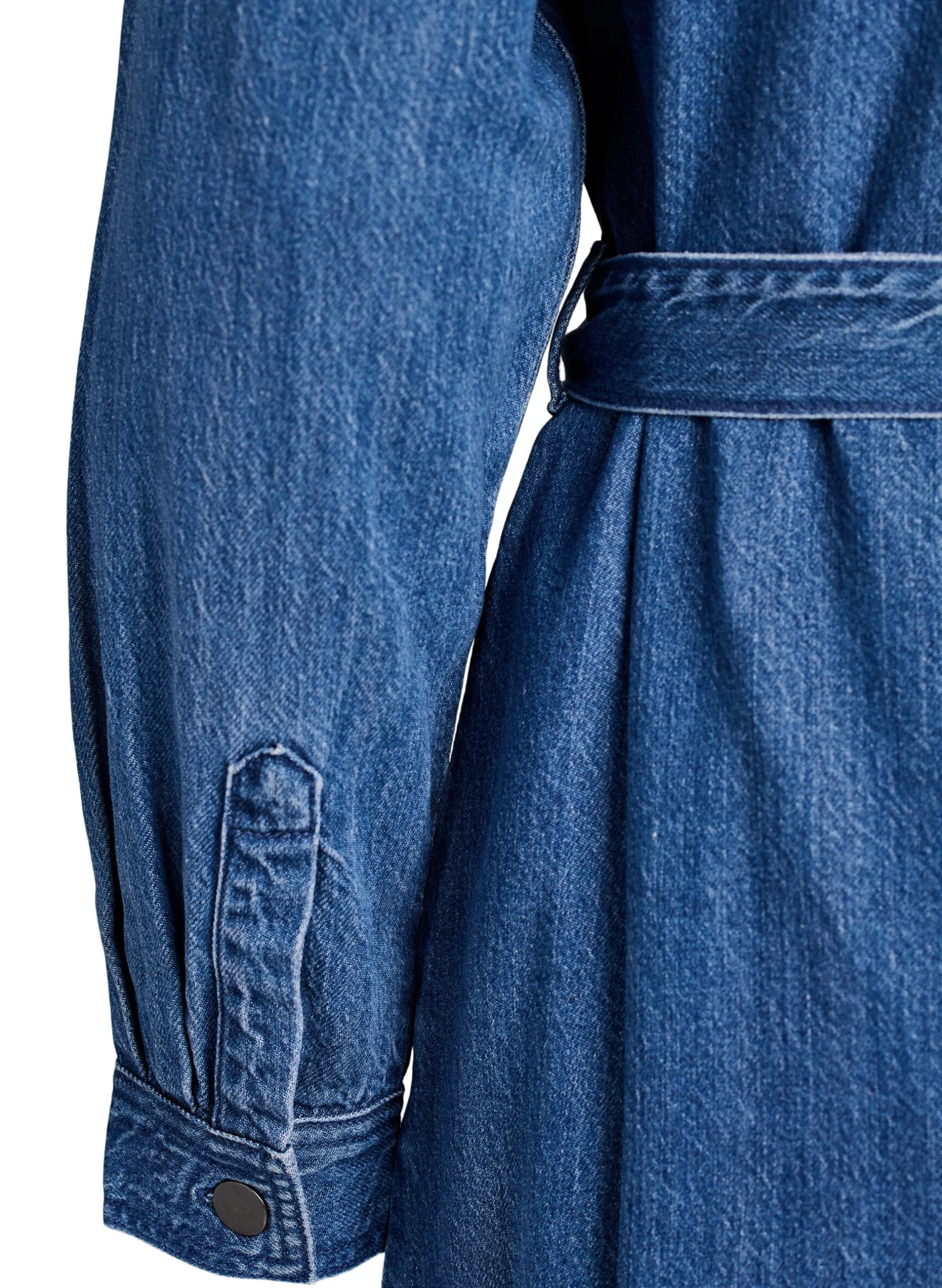 Denim-Hemdkleid mit Bindegürtel und Seitentaschen