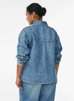 Denim-Hemd mit halber Knopfleiste und Brusttaschen